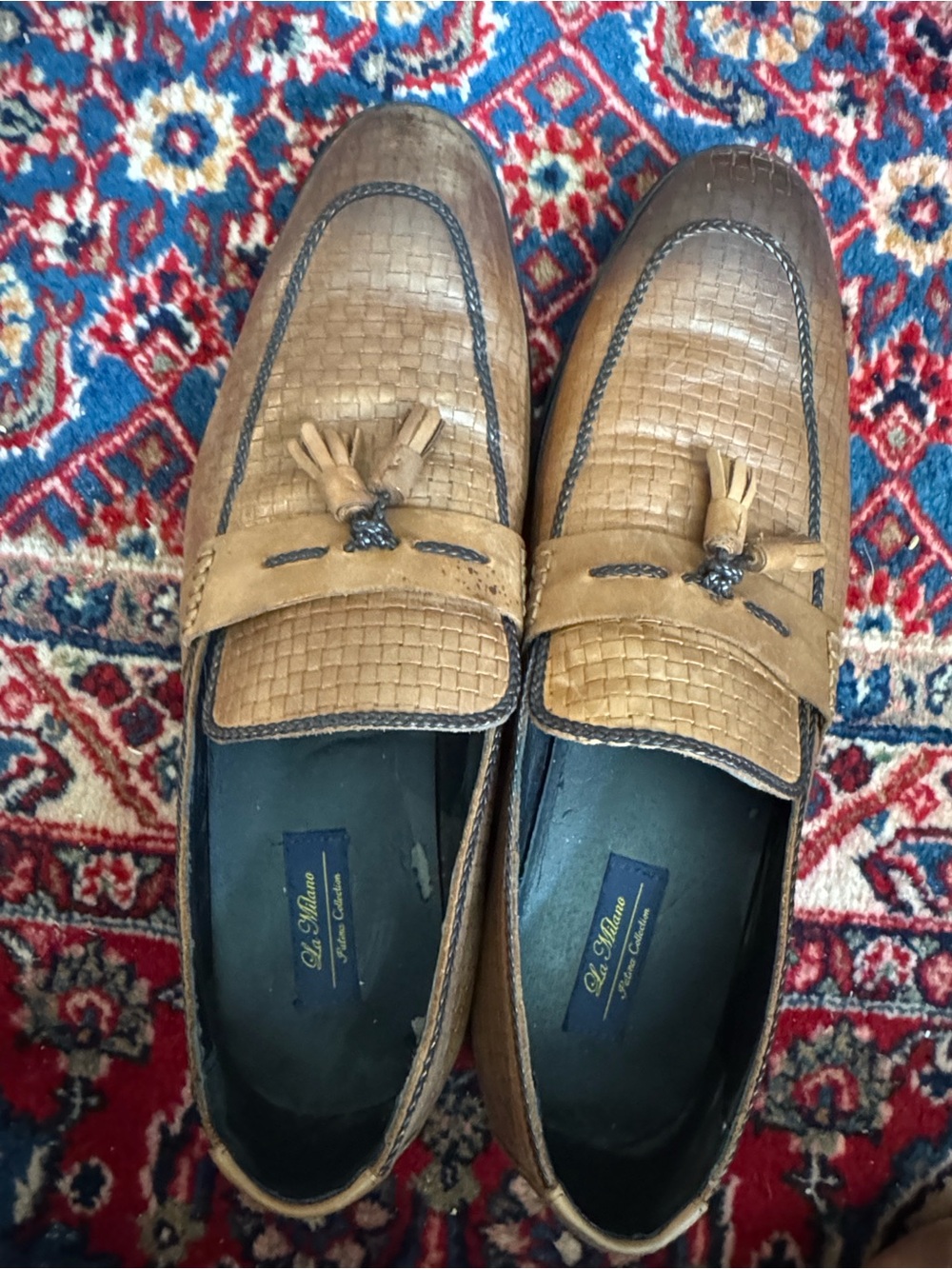 La.Milano Patina Collection Woven Leather Tassel Slip-Ons - Men’s Loafers